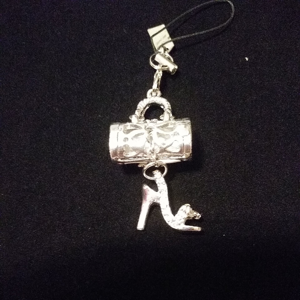 MOBO luggage and shoe Cell Phone Strap Charms silvertoneMeasure 2.5" in length